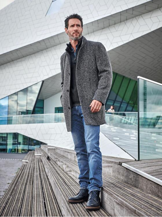 engbers Herren Mantel in Pfeffer und Salzoptik Kieselgrau 30771