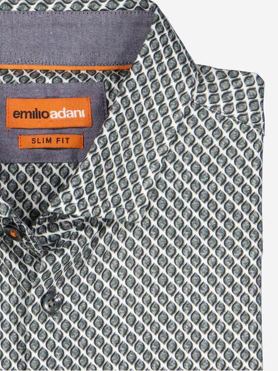 emilio adani Herren Langarm-Hemd slim fit Grau 37674
