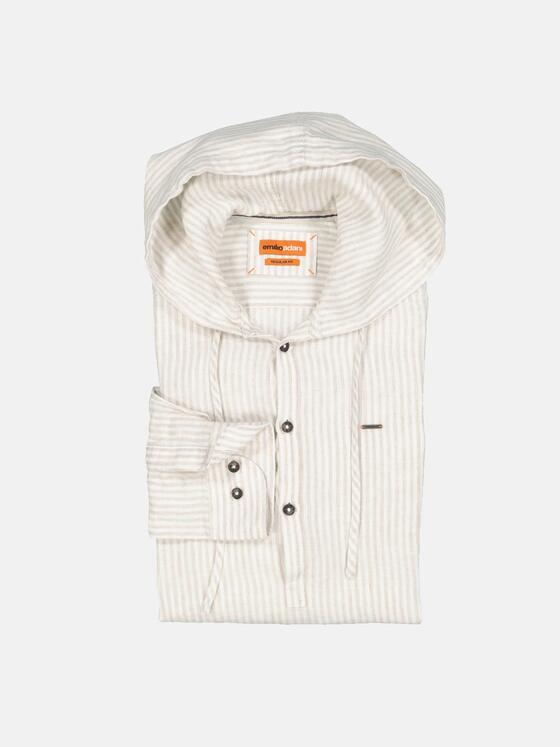 emilio adani Herren Langarm-Hemd gemustert Beige 35038
