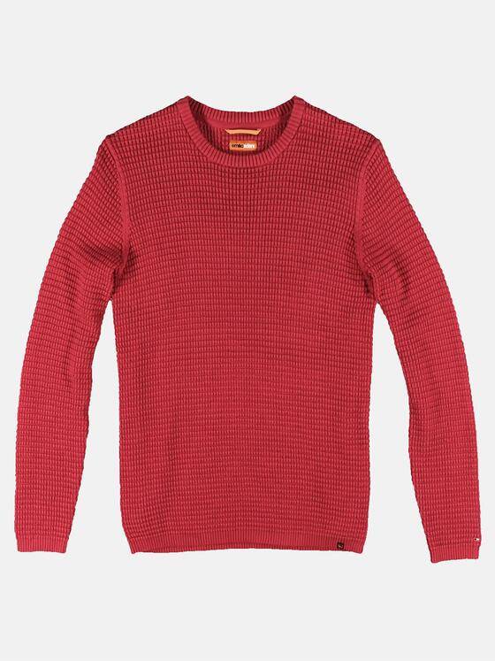 emilio adani Herren Strukturierter Rundhalspullover Rot 30954