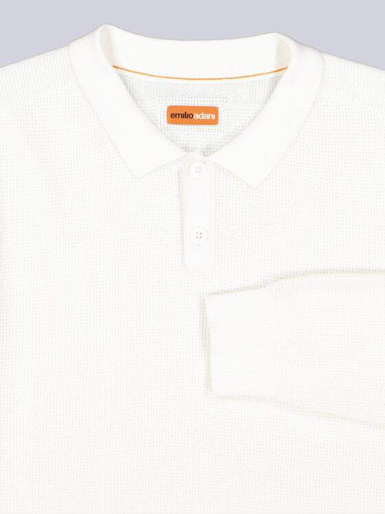 emilio adani Herren Pullover mit Polo-Kragen Weiß 38679