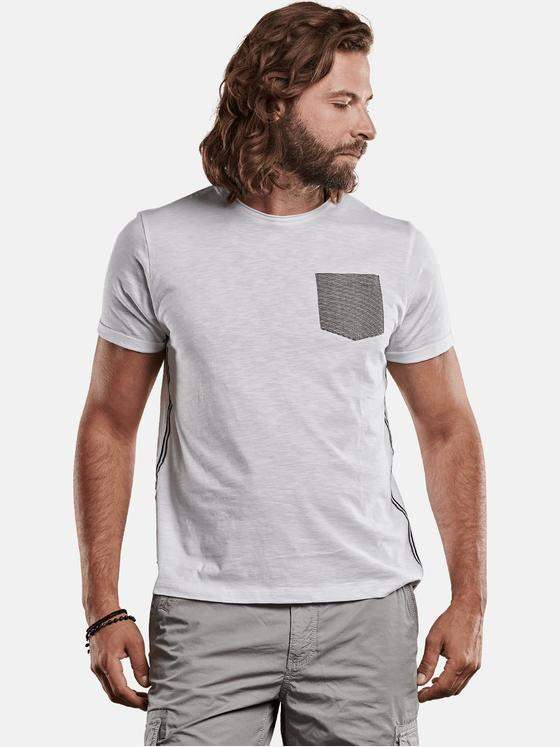 emilio adani Herren Shirt mit Kontrasttasche Weiß 28561