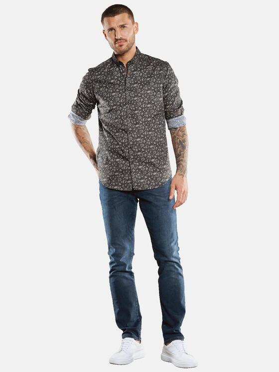 emilio adani Herren Langarm-Hemd mit All-Over-Print Sand 33343
