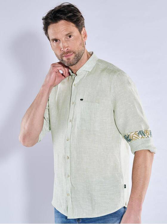 engbers Herren Langarm-Hemd aus Leinen Hellgruen 38364