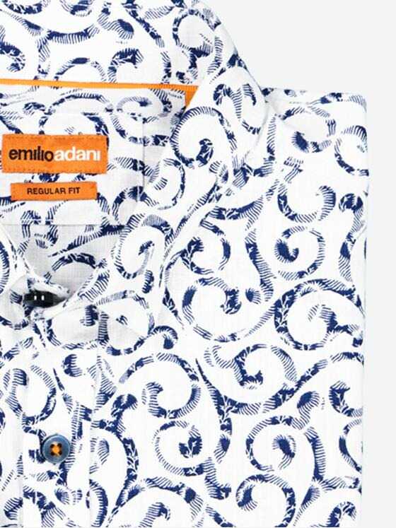 emilio adani Herren Langarm-Hemd gemustert Blau 38266
