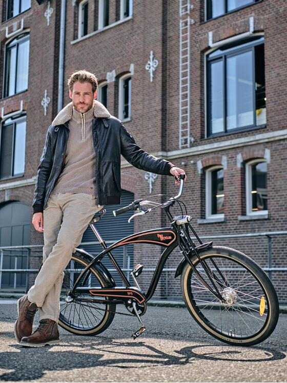 engbers Herren Lederjacke mit heraustrennbarem Kragen Dunkelbraun 39273