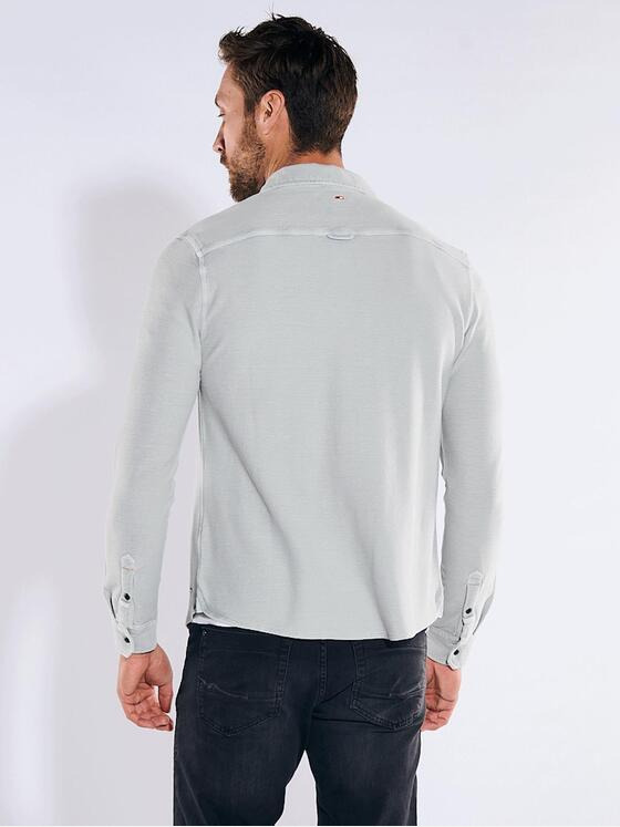 emilio adani Herren Langarm-Shirt mit Polo-Kragen Grau 36802