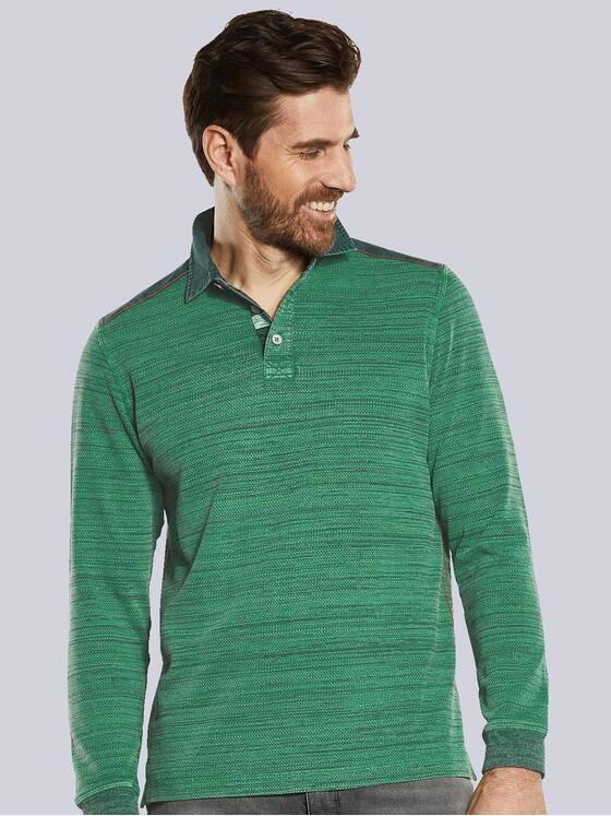 engbers Herren Langarm-Shirt mit Polokragen Grün 34331