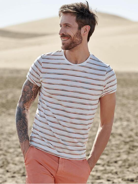 emilio adani Herren Rundhals T-Shirt mit besonderem Farbeffekt Orange 29639