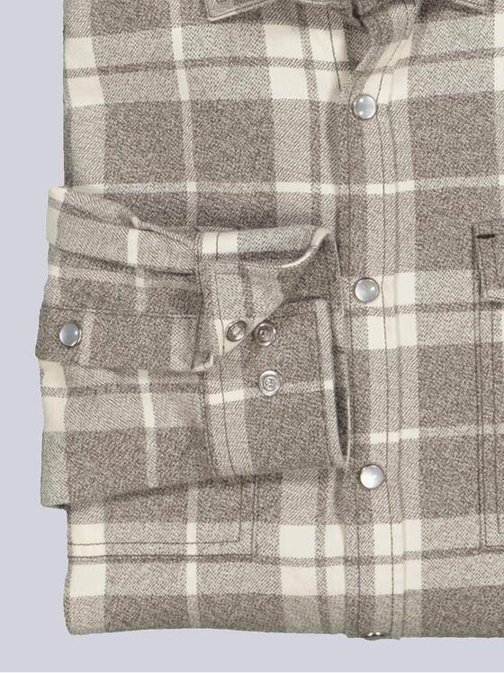 emilio adani Herren Langarm-Hemd kariert Beige 35184