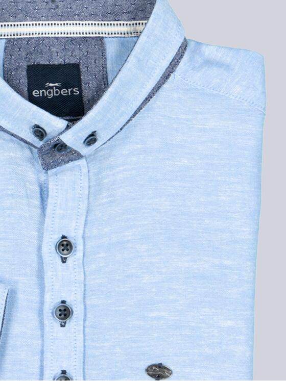 engbers Herren Kurzarm-Hemd mit Leinenanteil Brilliantblau 38379