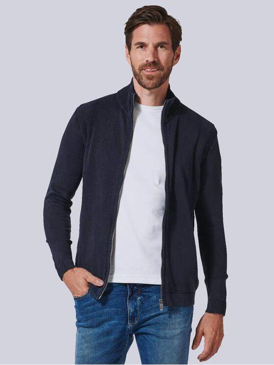engbers Herren Cardigan uni Saphirblau 35336