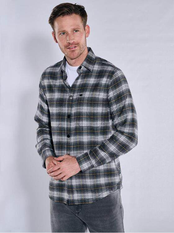 engbers Herren Langarm-Hemd gemustert Schwarz 37845