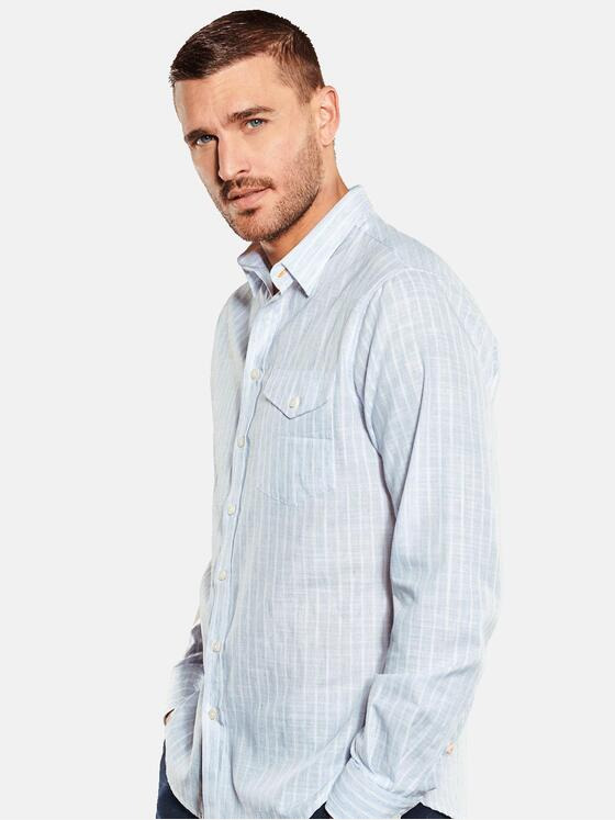 emilio adani Herren Langarm-Hemd gestreift Blau 34783