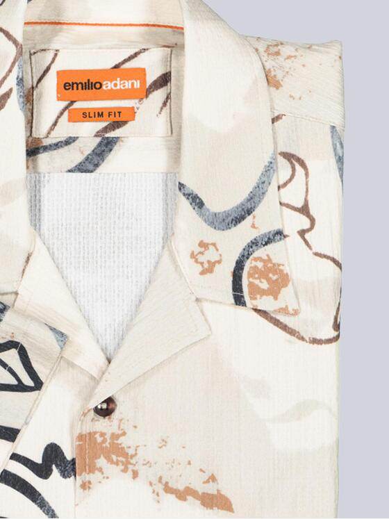 emilio adani Herren Kurzarm-Hemd gemustert Beige 38988