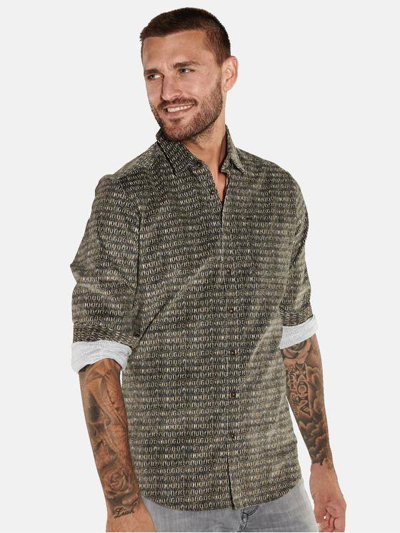emilio adani Herren Langarm-Hemd slim fit Grün 35567