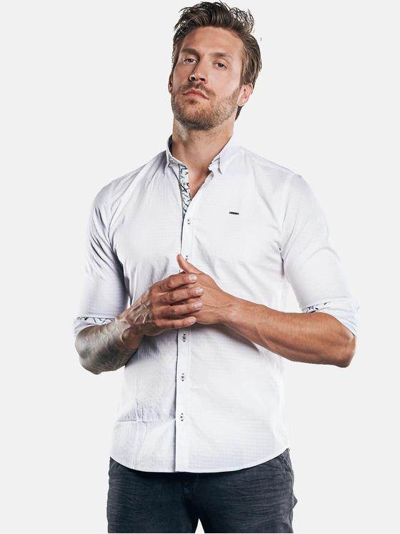 emilio adani Herren Modisches Langarmhemd mit Details in floralem Design Weiß 30087