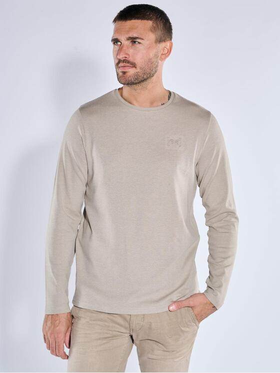 emilio adani Herren Langarm-Shirt strukturiert Braunbeige 39313