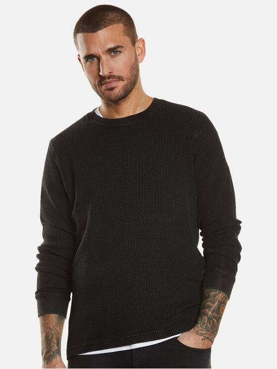 emilio adani Herren Sweatshirt strukturiert Schwarz 34555