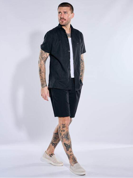 emilio adani Herren Hemd uni Schwarz 40721