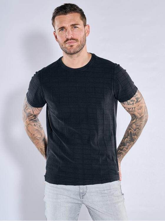 emilio adani Herren T-Shirt strukturiert Schwarz 38435