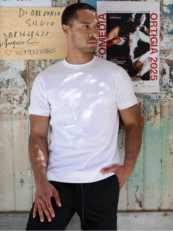 emilio adani Herren T-Shirt aus hochwertigem Garn Reinweiss 39311