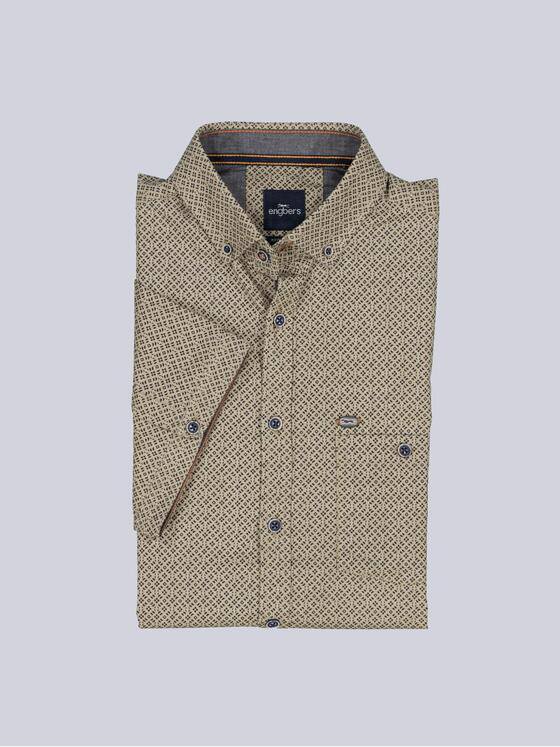 engbers Herren Kurzarm-Hemd gemustert Sand 39184