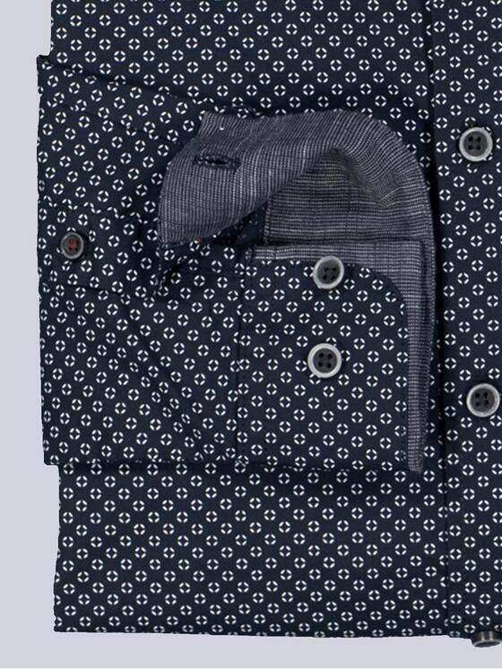 engbers Herren Langarm-Hemd gemustert Blau 36060
