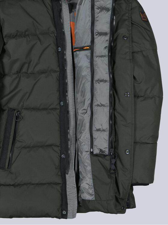 emilio adani Herren Mantel mit abnehmbarer Kapuze Oliv 39526