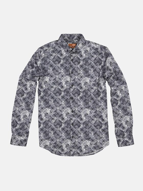 emilio adani Herren Langarm-Hemd gemustert Beige 34276