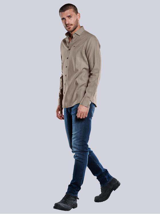 emilio adani Herren Langarm-Hemd uni Beige 33473
