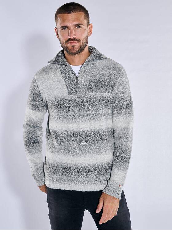 emilio adani Herren Pullover mit Troyerkragen Grau 37857