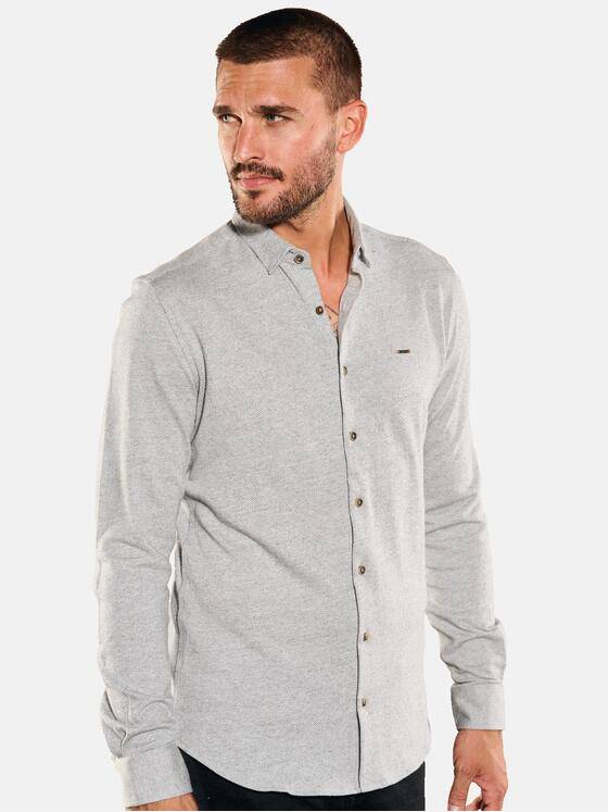 emilio adani Herren Langarm-Hemd strukturiert Grau 35307