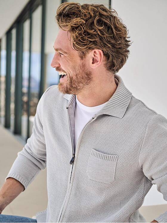 engbers Herren Cardigan regular Silbergrau 38953