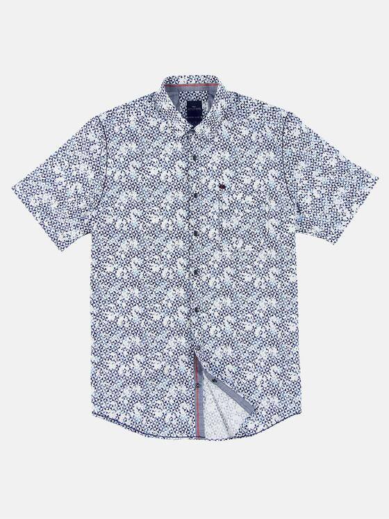 engbers Herren Kurzarm-Hemd gemustert Saphirblau 31720