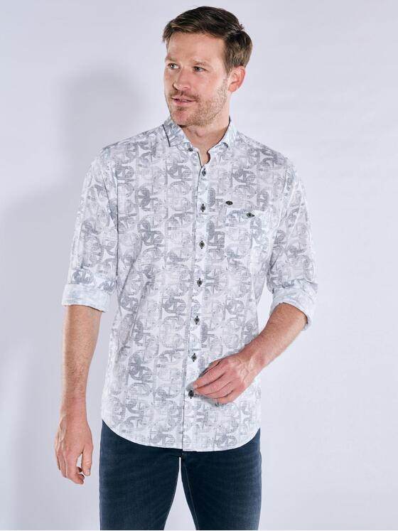 engbers Herren Langarm-Hemd gemustert Blau 37331