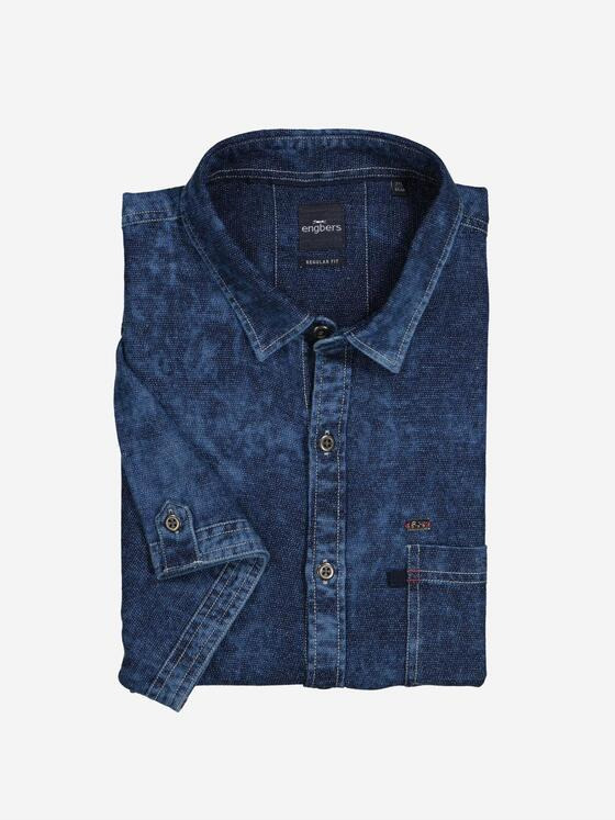 engbers Herren Kurzarm-Hemd uni Blau 36715