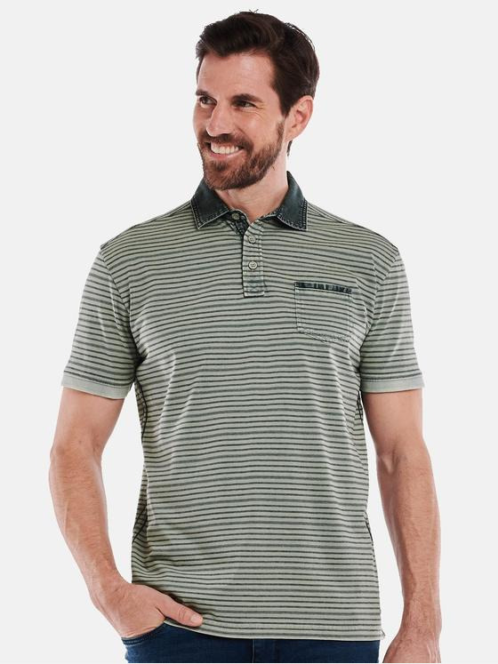 engbers Herren Polo-Shirt gestreift Grau 35053