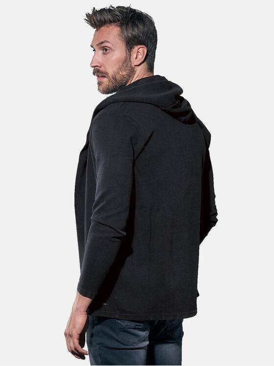 emilio adani Herren Sweatjacke mit Kapuze Schwarz 30905