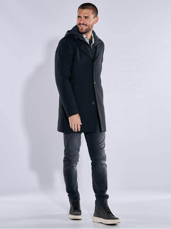 emilio adani Herren Mantel mit einem abnehmbaren Inlet Schwarz 37576