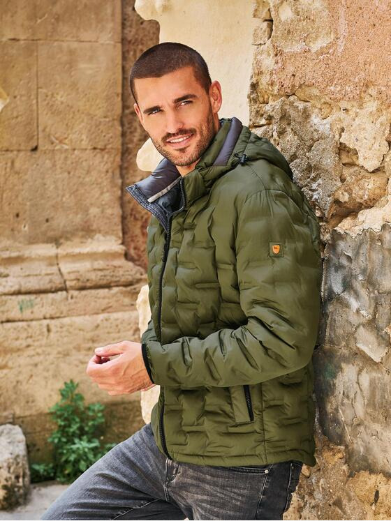 emilio adani Herren Steppjacke mit abnehmbarer Kapuze Grün 35199