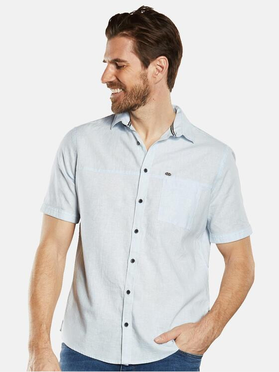 engbers Herren Kurzarm-Hemd mit Leinenanteil Blau 34471