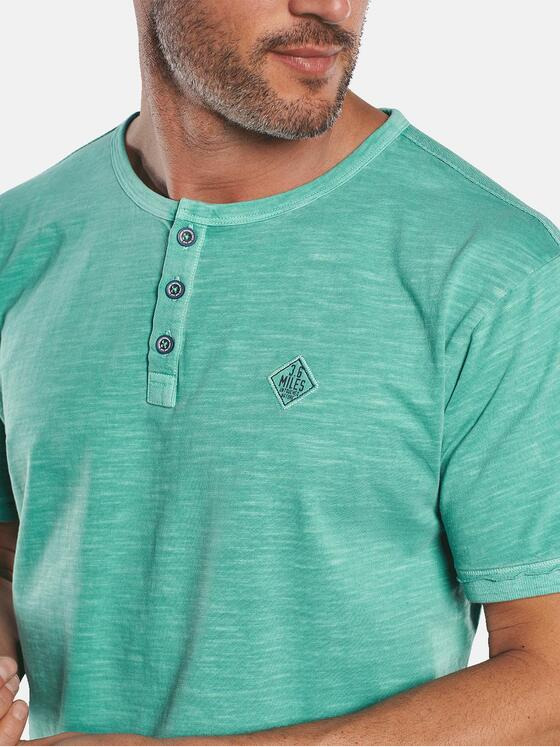 engbers Herren T-Shirt mit Knopfleiste und Kontrastdetails Grün 29800