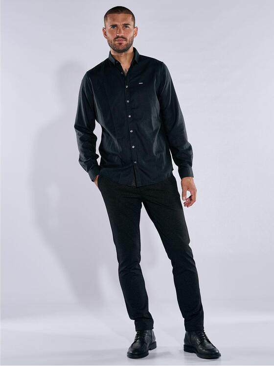 emilio adani Herren Hemd uni Schwarz 37569