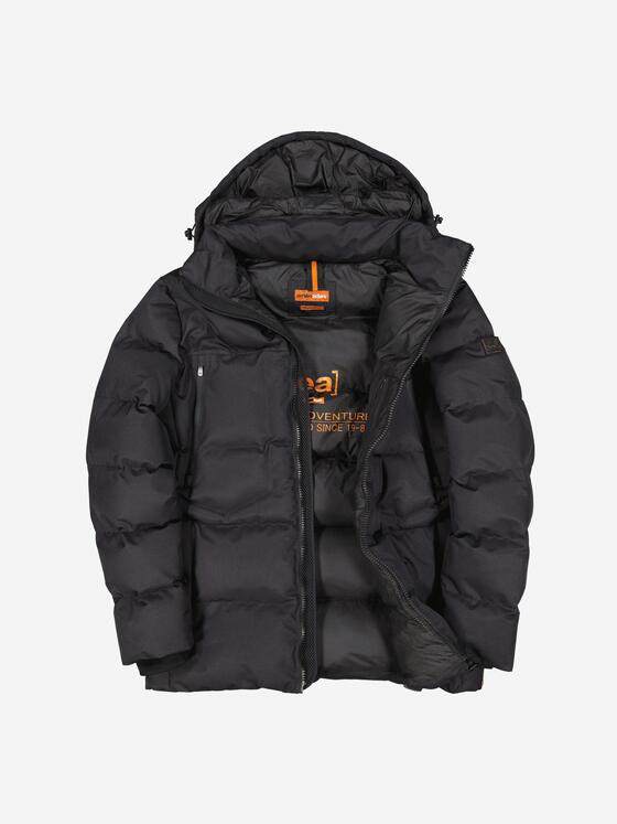 emilio adani Herren Steppjacke mit abnehmbarer Kapuze Schwarz 37473