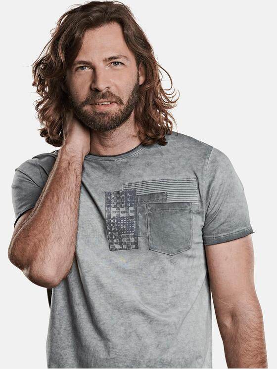 emilio adani Herren Rundhals T-Shirt Grau 27709
