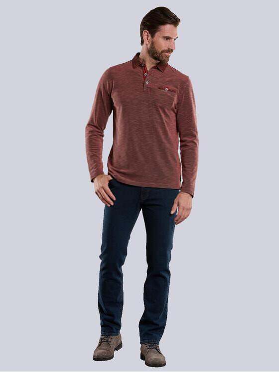 engbers Herren Langarm-Shirt mit Polo-Kragen Feuerrot 34178