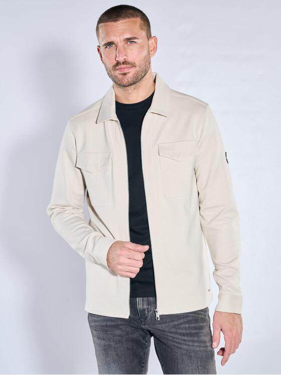 emilio adani Herren Overshirt aus Sweat-Material Beige 40123