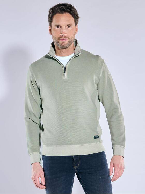 engbers Herren Sweatshirt mit Zipper Hellgruen 38335