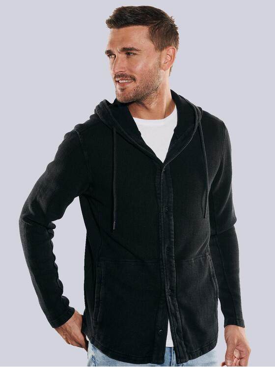 emilio adani Herren Sweatjacke mit Kapuze Schwarz 35237